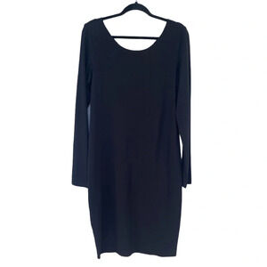 Peruvian Connection Pima Cotton Long Sleeve Midi Dress L Black Neutral Classical